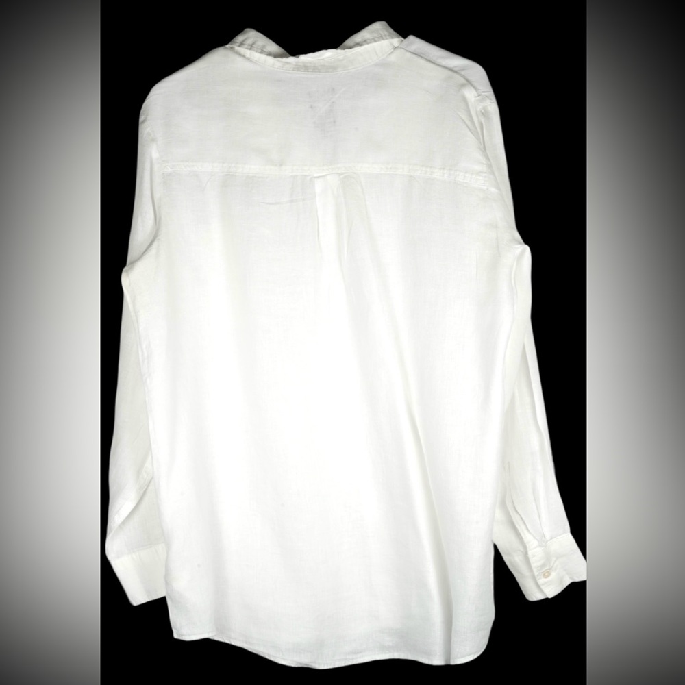 GAP Women’s L Optic White 100% Linen Boyfriend Button Front Shirt Long Sleeve - Picture 7 of 17